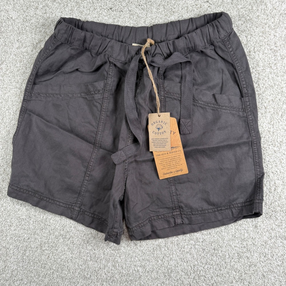 The Sun & Waves Co Topanga Drape Short Women XXS Washed Black  Cotton Linen